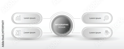 Business diagram template infographic design vector. 4 step on the circle and columns suitable for worflow and presentation