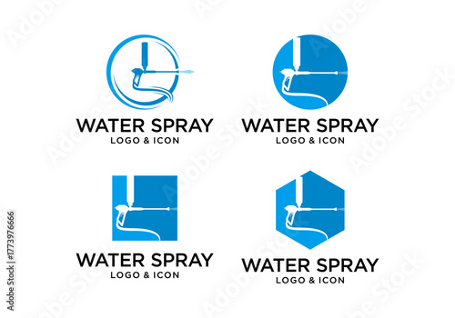 high pressure washer spray logo icon design vector