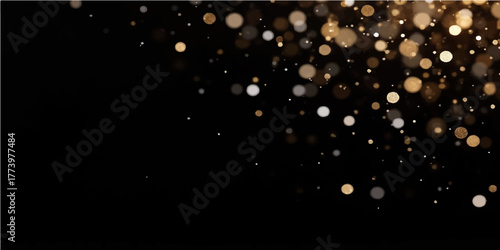 A slow-motion animation of sparkling wine particles glowing like bright blue winter snowflakes against a dark night sky background