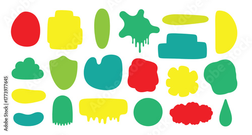 Abstract organic blob shapes graphic set. Fluid wavy round forms and soft liquid doodle elements. Modern oval background vector illustration