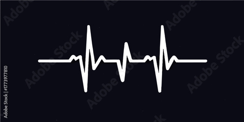 Vector illustration of an abstract heartbeat line graph, a medical EKG cardiogram pulse wave