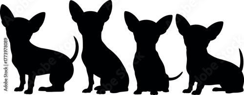 Chihuahua dog silhouette set illustration vector on white background