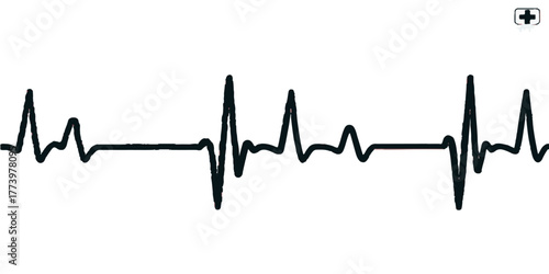 Vector illustration of a medical cardiogram with a heart and an ECG heartbeat line on a monitor
