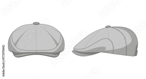 Flat Cap Vector Mockup a clean front and side views