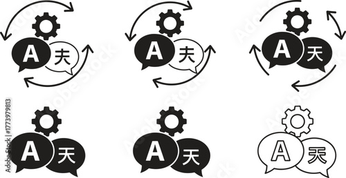 Automated translation process English to Chinese with gear mechanism symbol