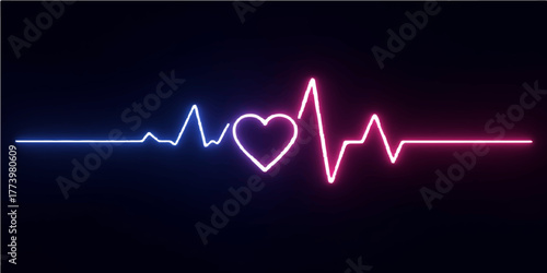 Medical heartbeat line forming a heart shape on an ECG monitor chart, illustrating health and life pulse rate