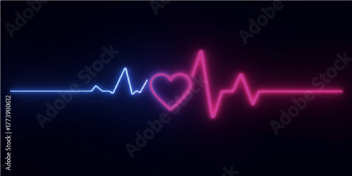 Digital heartbeat monitor showing an ECG cardiogram wave line for medical health