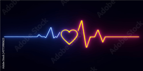 Medical cardiogram line illustration of a healthy heartbeat pulse wave on a digital monitor graph