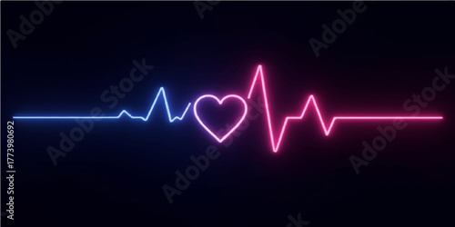 Medical EKG heart rate monitor digital graph line wave illustration of a healthy heartbeat pulse cardiogram