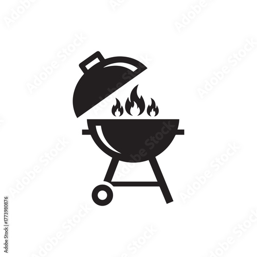 Minimal barbecue grill silhouette icon for cooking and food concepts