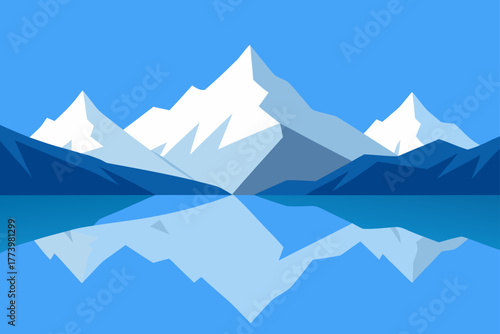 Mountains reflected water