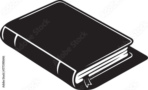 Black Silhouette of a Closed Hardcover Book with a Bookmark vector illustration