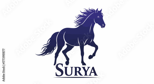 Elegant Horse Silhouette A Symbolic Representation of Strength and Grace with the word Surya