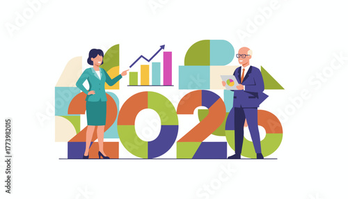 Business team plans 2023 financial strategy pointing at growth charts