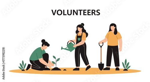 Volunteers engaged in community gardening activity