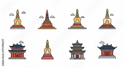Iconic Pagodas A Collection of Cultural and Architectural Heritage Representations