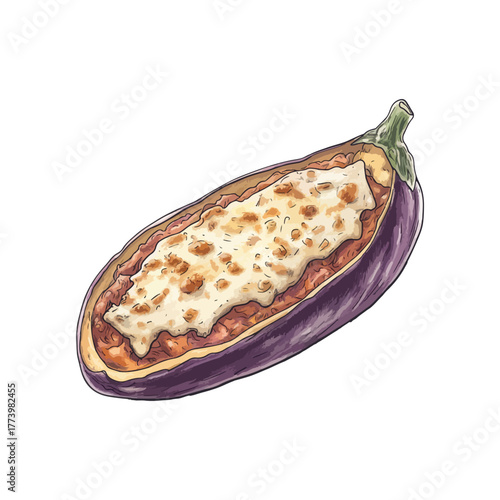 eggplant parmesan hand drawn vector illustration