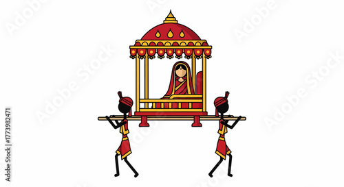 Illustrative Palanquin Ride A Traditional Indian Wedding Icon