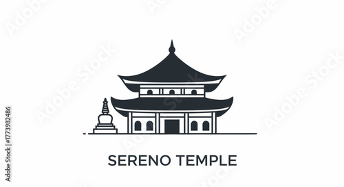 Sereno Temple A Minimalist Architectural Icon of Japanese Heritage and Culture in Black and White