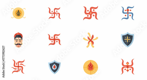 Collection of Colorful Religious Symbols and Icons for Various Design Projects