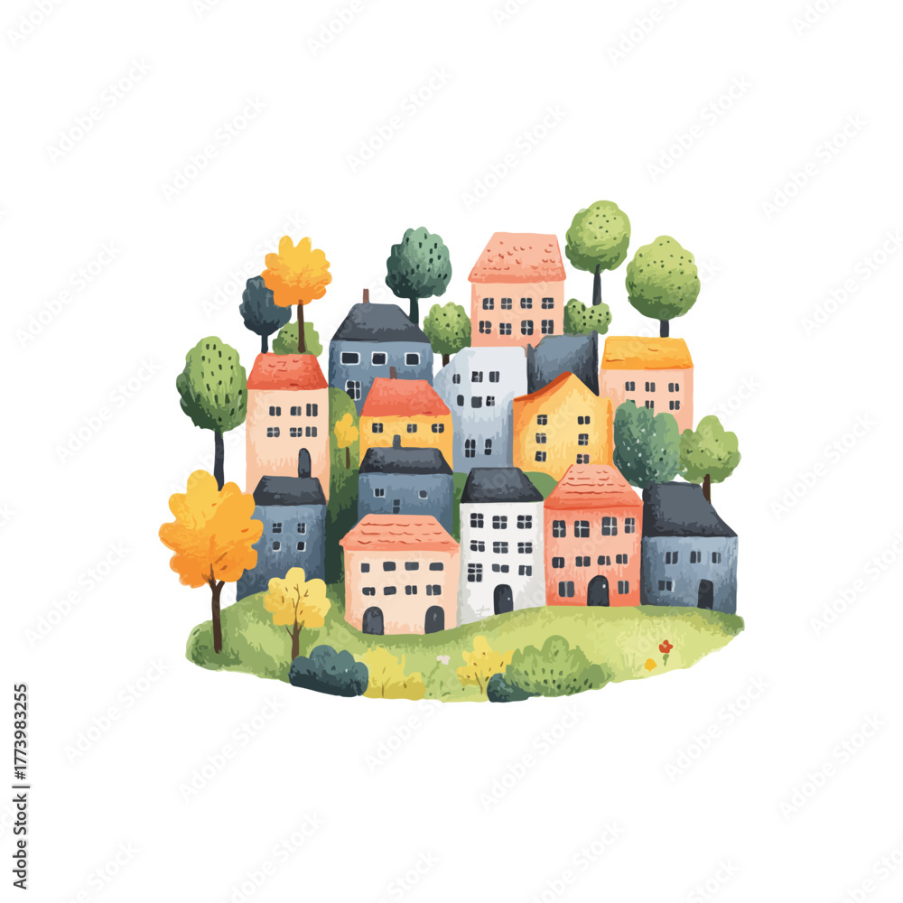 Fototapeta premium urban scene lanscape hand drawn vector illustration