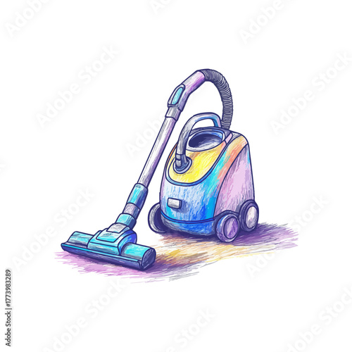vacuum cleaner hand drawn illustration