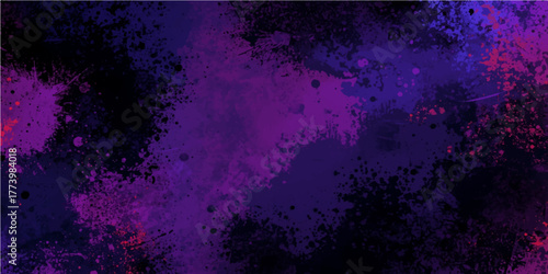 Abstract purple and pink galaxy grunge background with star patterns, bright light, and dark textures for space-themed wall art or paper design illustration