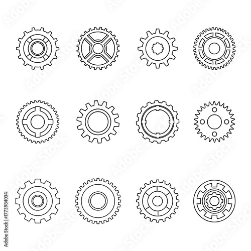 gear wheels set outline