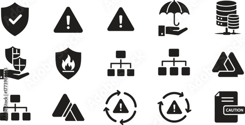 Collection of security risk network and protection vector icons design