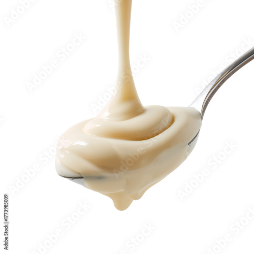 spoon with mayonnaise isolated on transparent background