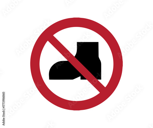 No outdoor footwear. Iso 710 P060. Prohibition safety sign vector design and illustration.

