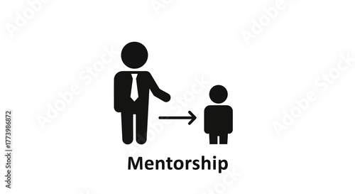 Mentorship icon: professional guidance and support symbol in silhouette design