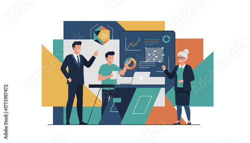 Business team analyzing data charts during a meeting representing collaboration and financial analysis