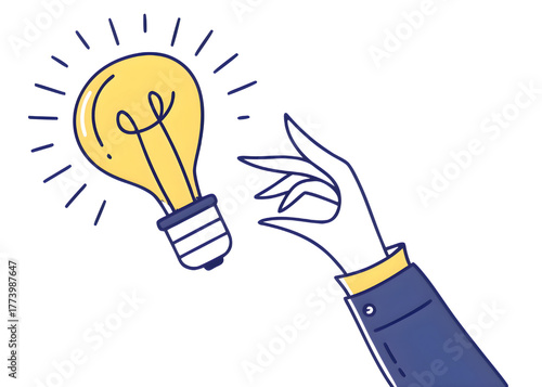 Hand holding a glowing light bulb symbolizing a new idea or inspiration