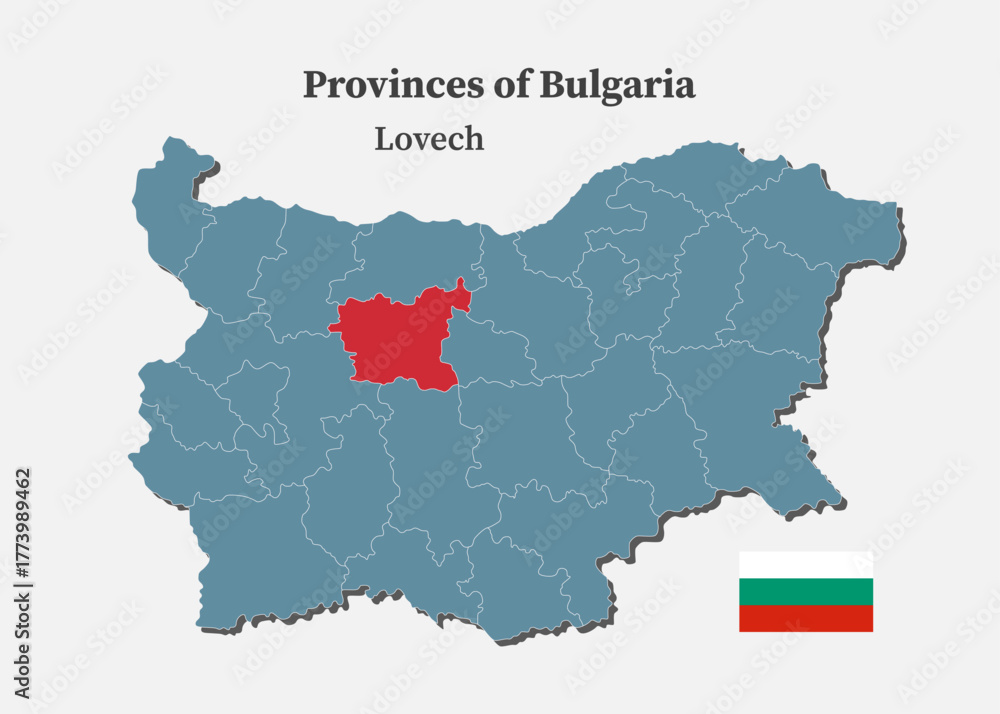 Fototapeta premium Vector map of Bulgaria - Lovech Province