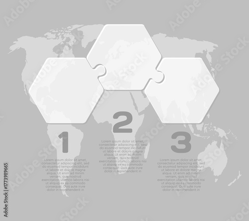 Three steps line infographic, puzzle diagram