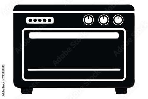 electric oven black and white silhouette on white background