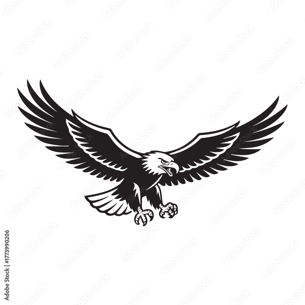 Obraz premium Flying eagle vector illustration silhouette design