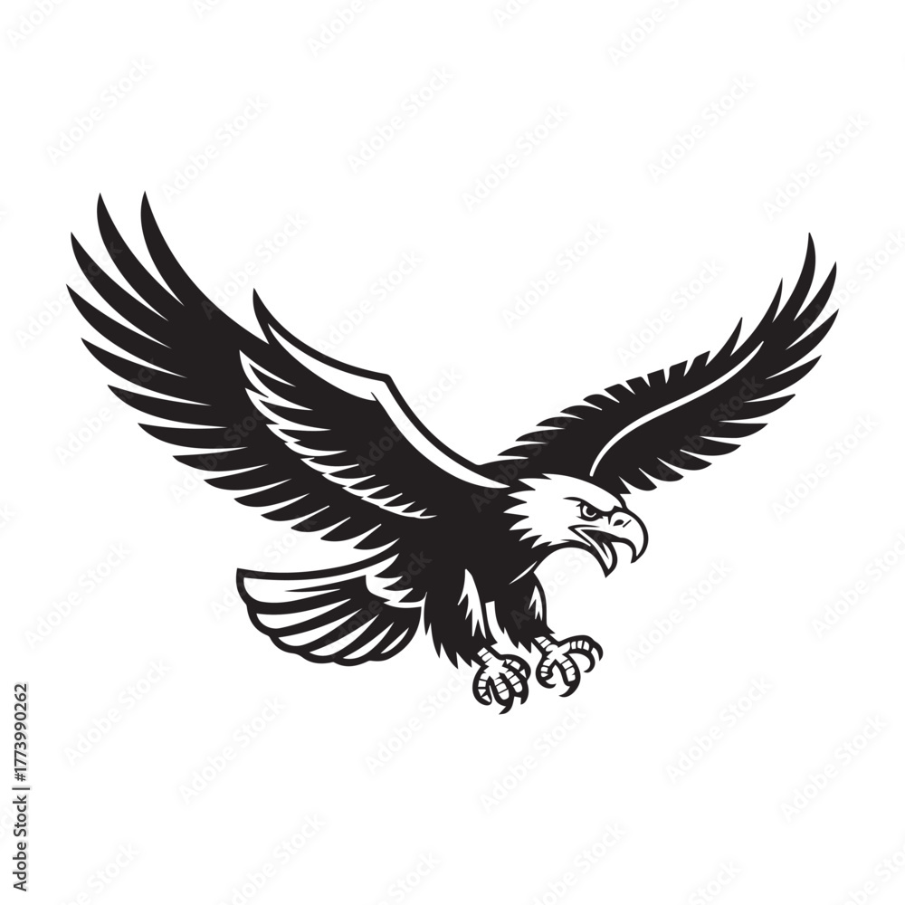 Fototapeta premium Flying eagle vector illustration silhouette