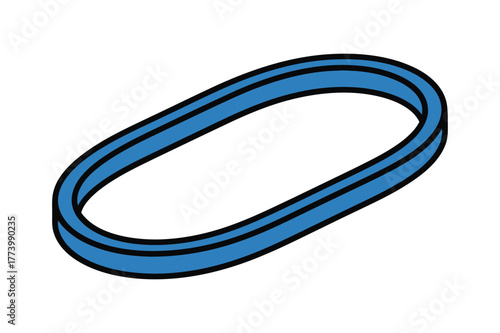 Blue drive belt icon isolated on white background for industrial machinery