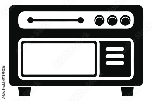 electric oven black and white silhouette on white background