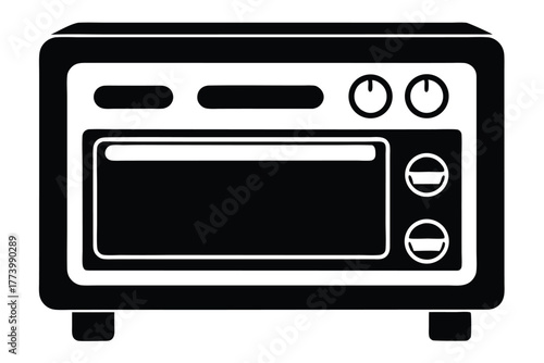 electric oven black and white silhouette on white background