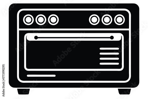 electric oven black and white silhouette on white background