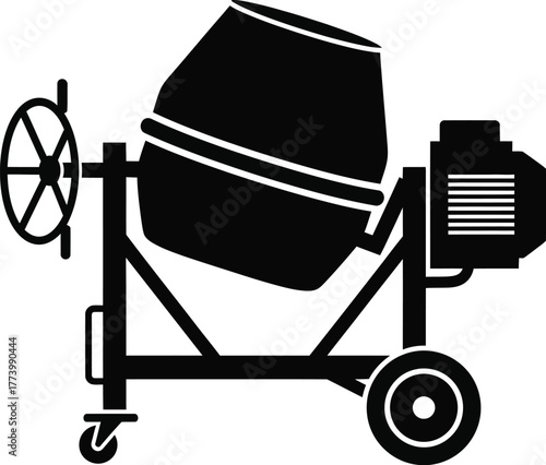 Concrete mixer machine vector icon