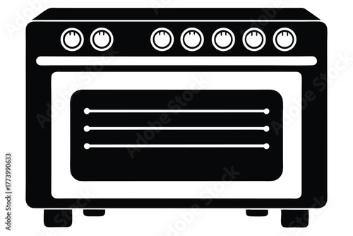 electric oven black and white silhouette on white background