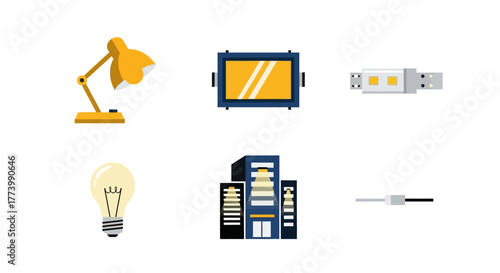 Modern flat design electronics and gadgets icons set