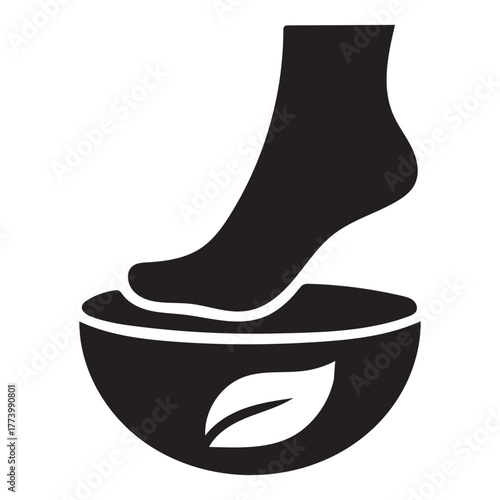 Foot Spa Soak Silhouette Icon | Relaxation & Body-Care Wellness Vector