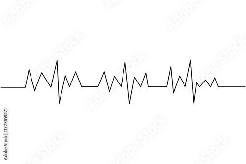 Medical heart beat pulse continuous one line drawing on white background minimalist cardiogram outline vector illustration