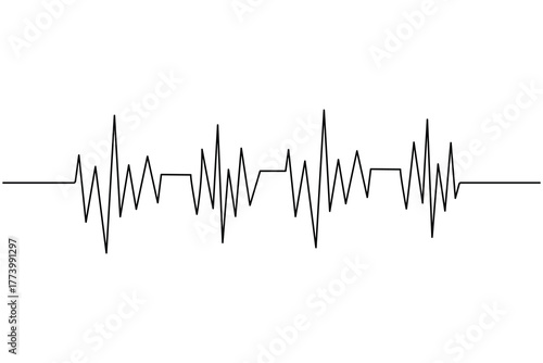 Medical heart beat pulse continuous one line drawing on white background minimalist cardiogram outline vector illustration