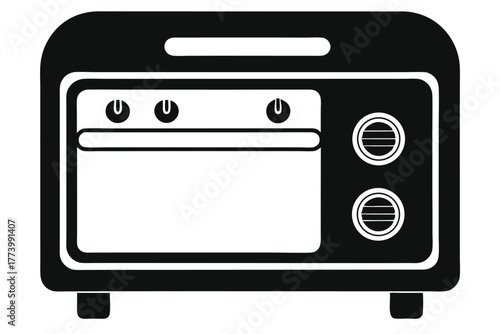 electric oven black and white silhouette on white background